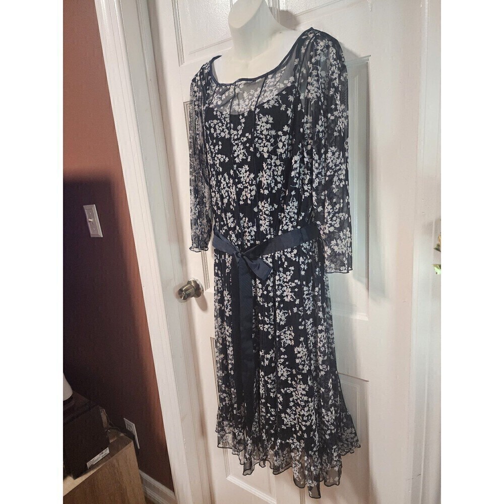 Jessica Howard Women's Printed Round-Neck Plus Floral Dress Size 16W - Picture 7 of 12